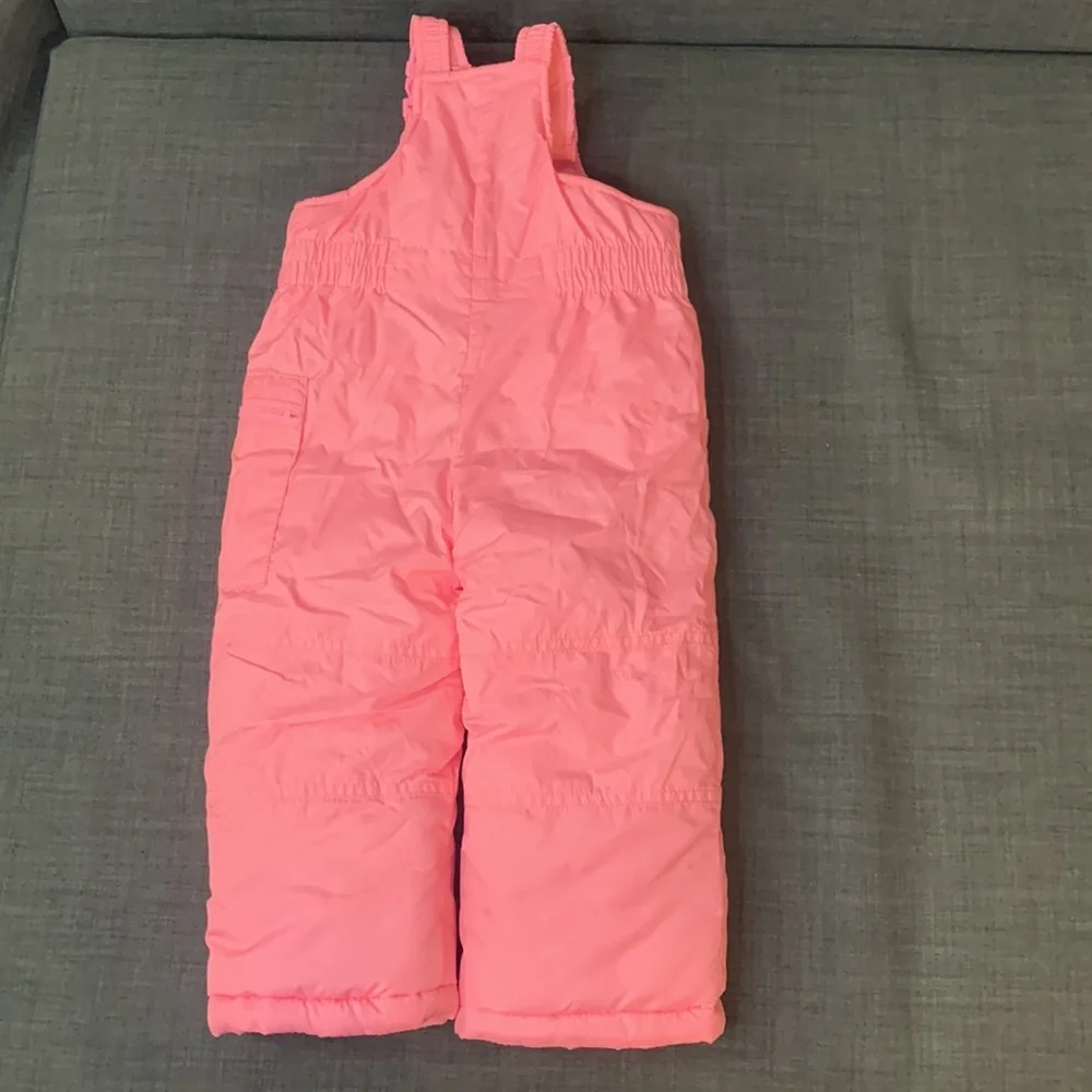 Carter’s Girls Snow Bib Snowsuit Pink 24 Months Leg Pocket Adjustable Straps